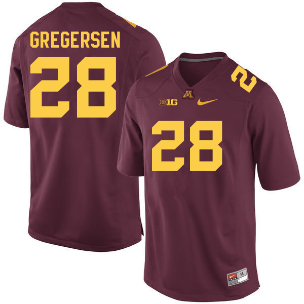 Men #28 Colton Gregersen Minnesota Golden Gophers College Football Jerseys Sale-Maroon